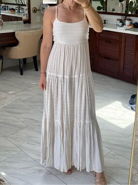 l*space Ivory Tiered Spaghetti-Strap Maxi Dress